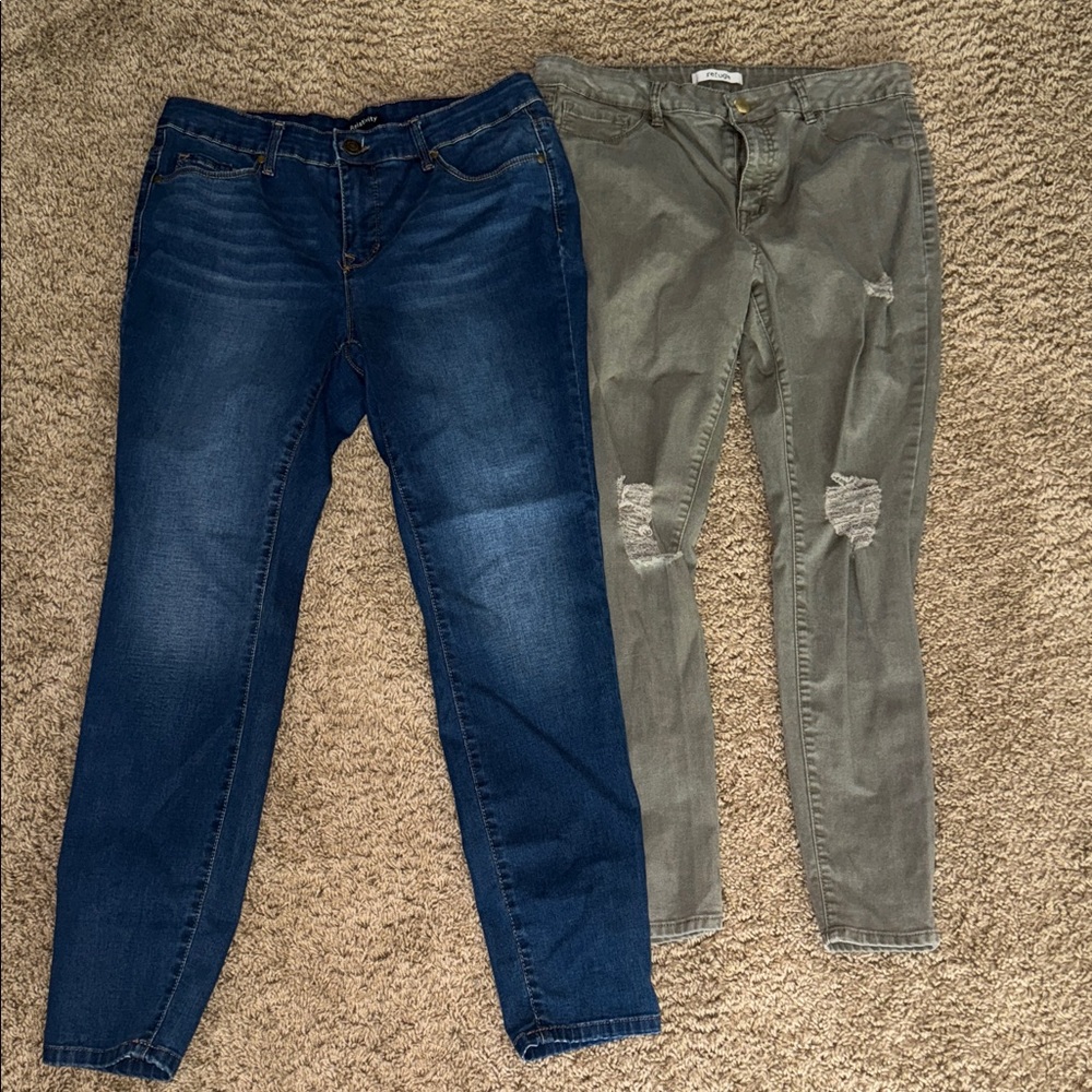 Bundle of Stylish Blue and Olive Green Women's Jeans